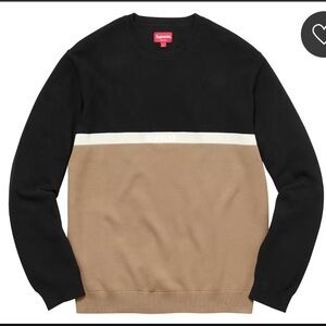 Supreme Colorblock Crewneck Sweater - Black and Tan
Supreme Split Pique Crewneck